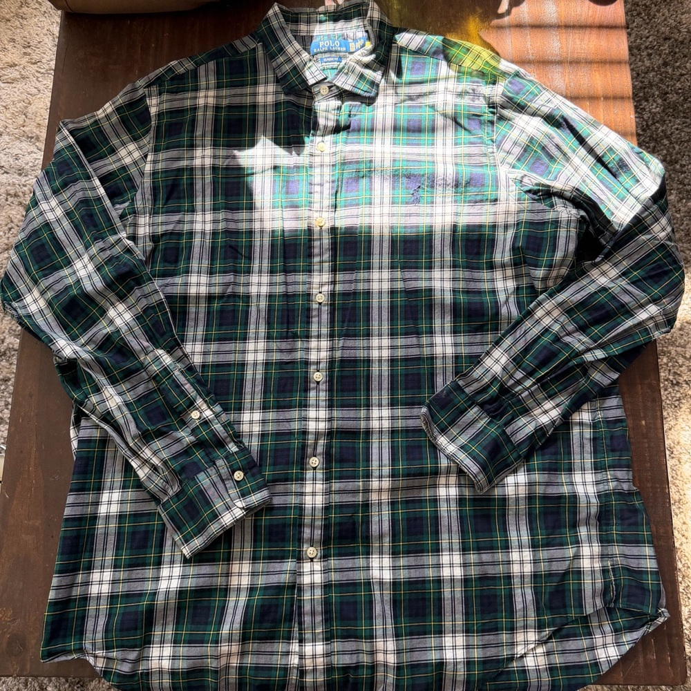 Ralph Lauren Blue & Green Plaid Button Down Shirt - XXL